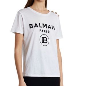 Brand new balmain flocked logo tee